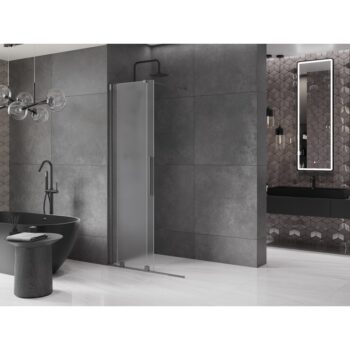 MEXEN/S - Velar Sprchová zástena posuvná Walk-in 70 x 200, dekor 8 mm, grafit kartáčovaná 871-070-000-33-66