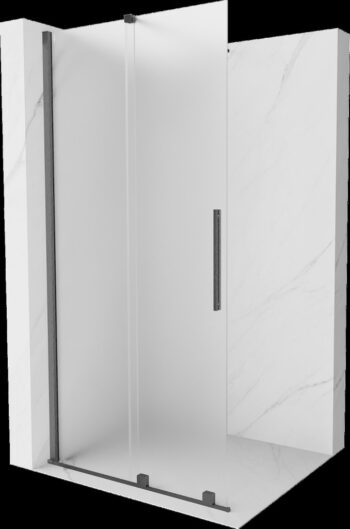 MEXEN/S - Velar Sprchová zástena posuvná Walk-in 70 x 200, dekor 8 mm, grafit kartáčovaná 871-070-000-33-66