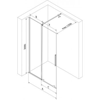 MEXEN/S - Velar Sprchová zástena posuvná Walk-in 70 x 200, dekor 8 mm, grafit kartáčovaná 871-070-000-33-66