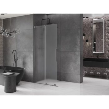 MEXEN/S - Velar Sprchová zástena posuvná Walk-in 70 x 200, dekor 8 mm, grafit kartáčovaná 871-070-000-33-66