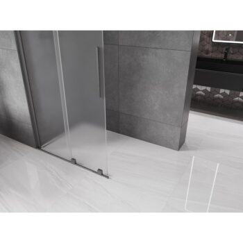 MEXEN/S - Velar Sprchová zástena posuvná Walk-in 70 x 200, dekor 8 mm, grafit kartáčovaná 871-070-000-33-66