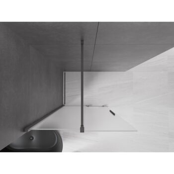 MEXEN/S - Velar Sprchová zástena posuvná Walk-in 70 x 200, dekor 8 mm, grafit kartáčovaná 871-070-000-33-66