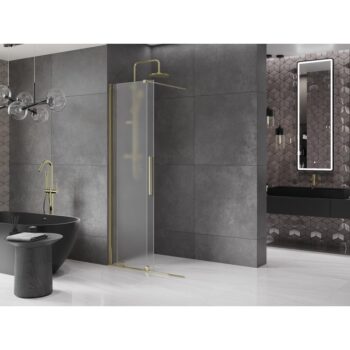 MEXEN/S - Velar Sprchová zástena posuvná Walk-in 70 x 200, dekor 8 mm, zlato 871-070-000-33-50