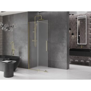MEXEN/S - Velar Sprchová zástena posuvná Walk-in 70 x 200, dekor 8 mm, zlato 871-070-000-33-50