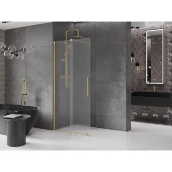 MEXEN/S - Velar Sprchová zástena posuvná Walk-in 70 x 200, dekor 8 mm, zlato kefovaná 871-070-000-33-55