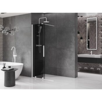 MEXEN/S - Velar Sprchová zástena posuvná Walk-in 70 x 200, grafit 8 mm, biela 871-070-000-43-20
