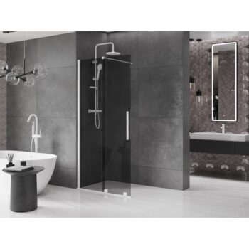 MEXEN/S - Velar Sprchová zástena posuvná Walk-in 70 x 200, grafit 8 mm, biela 871-070-000-43-20