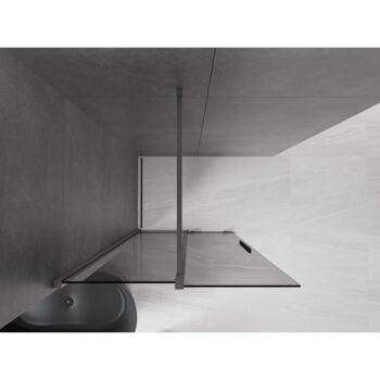 MEXEN/S - Velar Sprchová zástena posuvná Walk-in 70 x 200, grafit 8 mm, grafit kartáčovaná 871-070-000-43-66