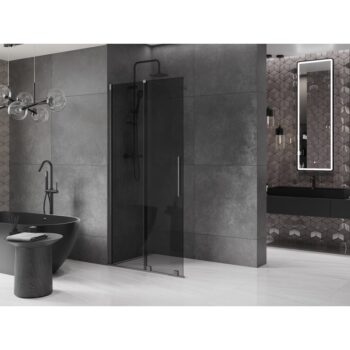 MEXEN/S - Velar Sprchová zástena posuvná Walk-in 70 x 200, grafit 8 mm, grafit kartáčovaná 871-070-000-43-66