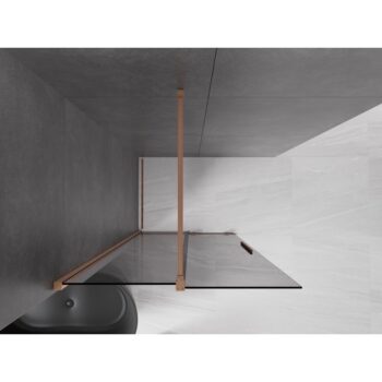 MEXEN/S - Velar Sprchová zástena posuvná Walk-in 70 x 200, grafit 8 mm, meď kartáčovaná 871-070-000-43-65