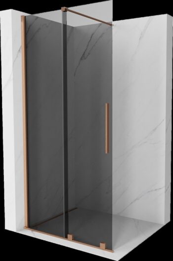 MEXEN/S - Velar Sprchová zástena posuvná Walk-in 70 x 200, grafit 8 mm, meď kartáčovaná 871-070-000-43-65