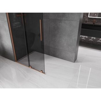 MEXEN/S - Velar Sprchová zástena posuvná Walk-in 70 x 200, grafit 8 mm, meď kartáčovaná 871-070-000-43-65