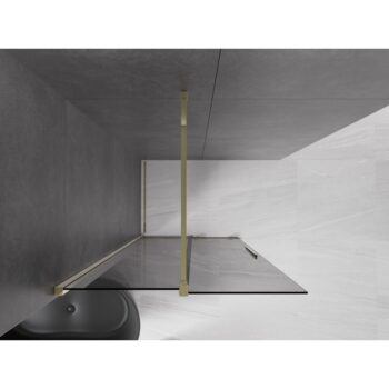 MEXEN/S - Velar Sprchová zástena posuvná Walk-in 70 x 200, grafit 8 mm, zlato 871-070-000-43-50