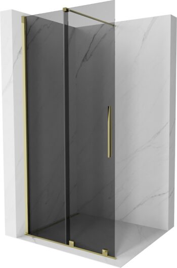 MEXEN/S - Velar Sprchová zástena posuvná Walk-in 70 x 200, grafit 8 mm, zlato 871-070-000-43-50