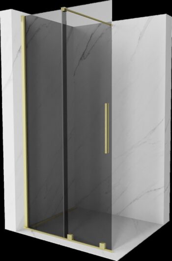 MEXEN/S - Velar Sprchová zástena posuvná Walk-in 70 x 200, grafit 8 mm, zlato kefovaná 871-070-000-43-55