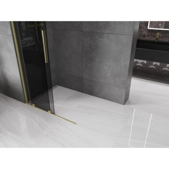 MEXEN/S - Velar Sprchová zástena posuvná Walk-in 70 x 200, grafit 8 mm, zlato kefovaná 871-070-000-43-55