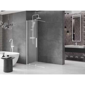 MEXEN/S - Velar Sprchová zástena posuvná Walk-in 75 x 200, dekor 8 mm, biela 871-075-000-33-20