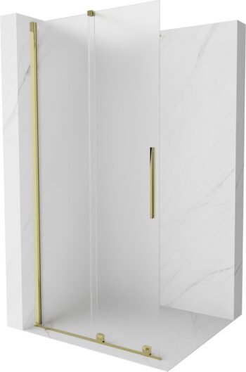 MEXEN/S - Velar Sprchová zástena posuvná Walk-in 75 x 200, dekor 8 mm, zlato 871-075-000-33-50