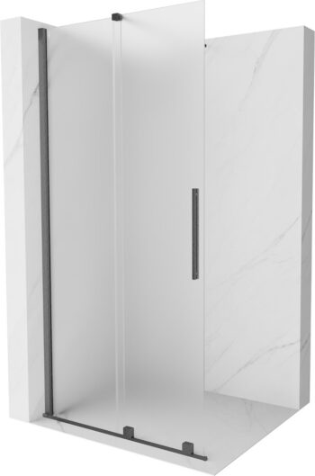 MEXEN/S - Velar Sprchová zástena posuvná Walk-in 80 x 200, dekor 8 mm, grafit kartáčovaná 871-080-000-33-66