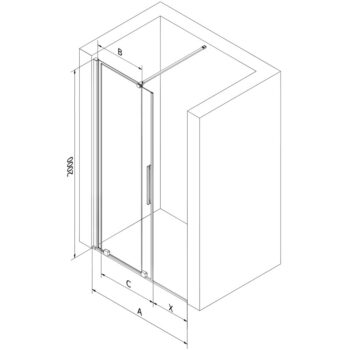 MEXEN/S - Velár posuvné sprchové dvere 150, transparent, grafit kartáčovaná 871-150-000-01-66