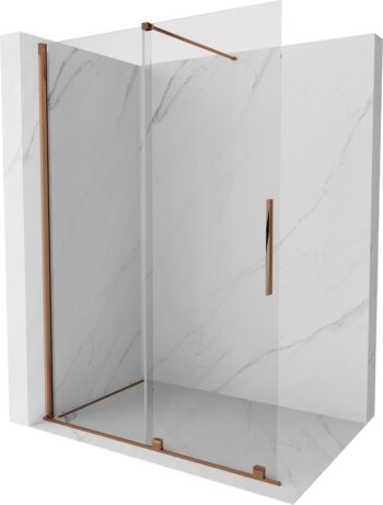 MEXEN/S - Velár posuvné sprchové dvere Walk-in 150, transparent, ružové zlato 871-150-000-03-60