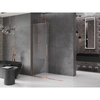 MEXEN/S - Velár posuvné sprchové dvere Walk-in 150, transparent, ružové zlato 871-150-000-03-60