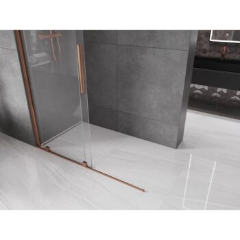 MEXEN/S - Velár posuvné sprchové dvere Walk-in 150, transparent, ružové zlato 871-150-000-03-60