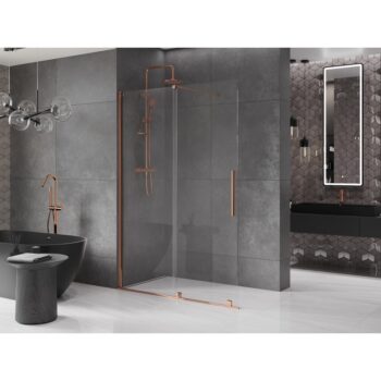 MEXEN/S - Velár posuvné sprchové dvere Walk-in 160, transparent, ružové zlato 871-160-000-03-60