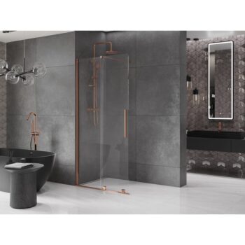 MEXEN/S - Velár posuvné sprchové dvere Walk-in 70, transparent, ružové zlato 871-070-000-03-60