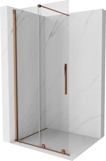 MEXEN/S - Velár posuvné sprchové dvere Walk-in 75, transparent, ružové zlato 871-075-000-03-60