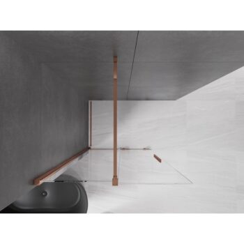 MEXEN/S - Velár posuvné sprchové dvere Walk-in 75, transparent, ružové zlato 871-075-000-03-60