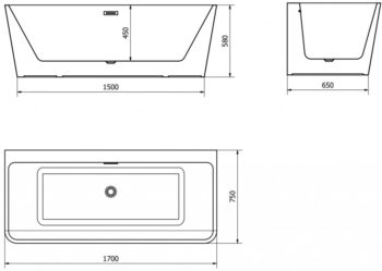 MEXEN/S - Volta vaňa voľne stojaca 170 x 75, biela, sifón a prepad chróm 51131707500-01