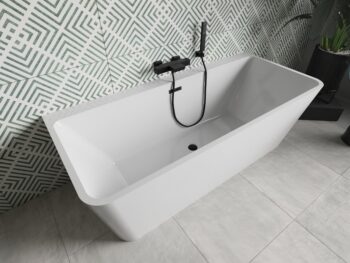 MEXEN/S - Volta vaňa voľne stojaca 170 x 75, biela, sifón a prepad čierna 51131707500-70