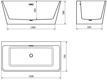 MEXEN/S - Volta vaňa voľne stojaca 170 x 75, biela, sifón a prepad čierna 51131707500-70