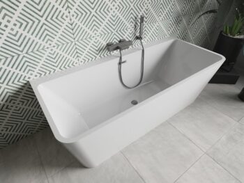 MEXEN/S - Volta vaňa voľne stojaca rohová 170 x 75, biela, sifón a prepad grafit kartáčovaná 51131707500-66