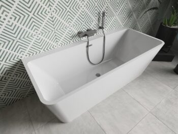 MEXEN/S - Volta vaňa voľne stojaca rohová 170 x 75, biela, sifón a prepad grafit metal 51131707500-95