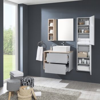 Mereo Aira, koupelnová skříňka s keramickým umyvadlem 61 cm, dub Halifax CN741M