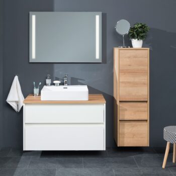 Mereo Opto kúpeľňová skrinka vysoká 125 cm, pravé otváranie, dub Riviera CN924P