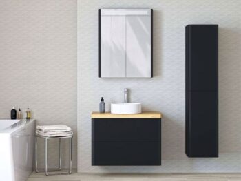 Mereo Siena, kúpeľňová galérka 64 cm, zrkadlová skrinka, čierna mat CN446GA