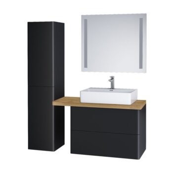 Mereo Siena, kúpeľňová skrinka 155 cm vysoká, L/P, čierna mat CN444LP