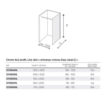 Mereo Sprchová stena WALK IN, Novea, 80x200 cm, chróm ALU, sklo Line CK10601HL