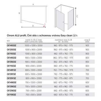 Mereo Sprchovací kút, Novea, obdĺžnik, pivotový, 80x100 cm, chróm ALU, sklo Číre, dvere L/P a pevný diel CK13913Z