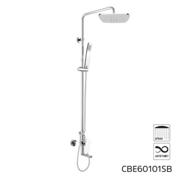 Mereo Viana vaňová batéria s hlavovou hranatou sprchou, sivá CBE60101SB