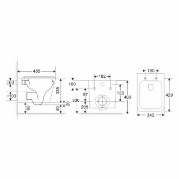 Mereo WC závesné kapotované, Smart Flush RIMLESS, 490x340x350, keramické, vr. sedátka CSS118S VSD83T1