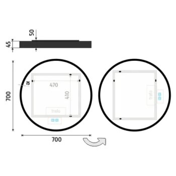 Nimco zrkadlo LED okrúhle 700 mm čierne s dvoma dotykovými senzormi ZPC 31001RVX-90 ZPC 31001RVX-90