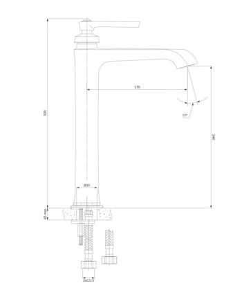 OMNIRES - ARMANCE umývadlová batéria vysoká, 32 cm chróm /CR/ AM5213CR