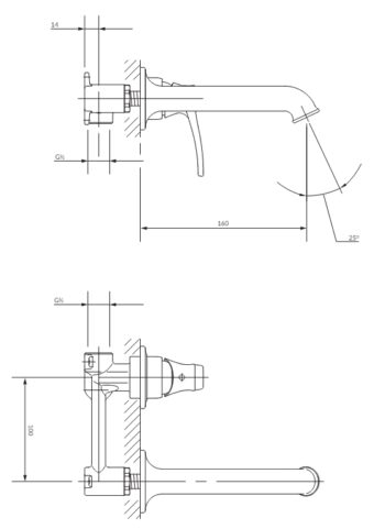 OMNIRES - ART DECO umývadlová batéria pre skrytú inštaláciu, antický kartáčovaný bronz AD5115BR
