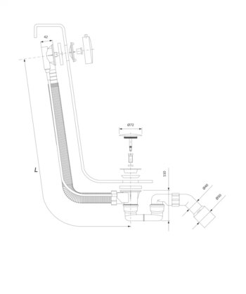 OMNIRES - CGS Sifón vaňový automat komplet čierna mat /BLM/ TK104-PLUS-3.43+64-SBL