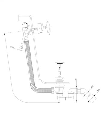 OMNIRES - CGS Sifón vaňový automat komplet s napúšťaním čierna mat /BLM/ TK132-PLUS-3.43+64-SBL
