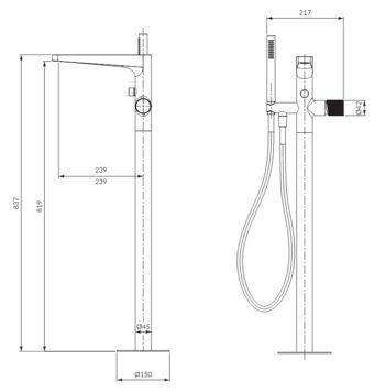 OMNIRES - CONTOUR stojanková vaňová batéria, kartáčovaná meď CT8033CPB